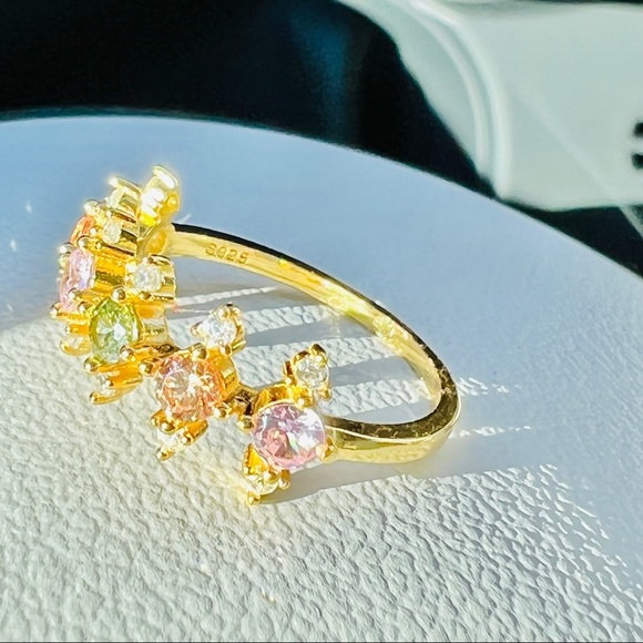 Candy Shop Multicolor Crystals Sparkle Gold 18k Gold-Plated S925 Size 6 - Picture 5 of 6